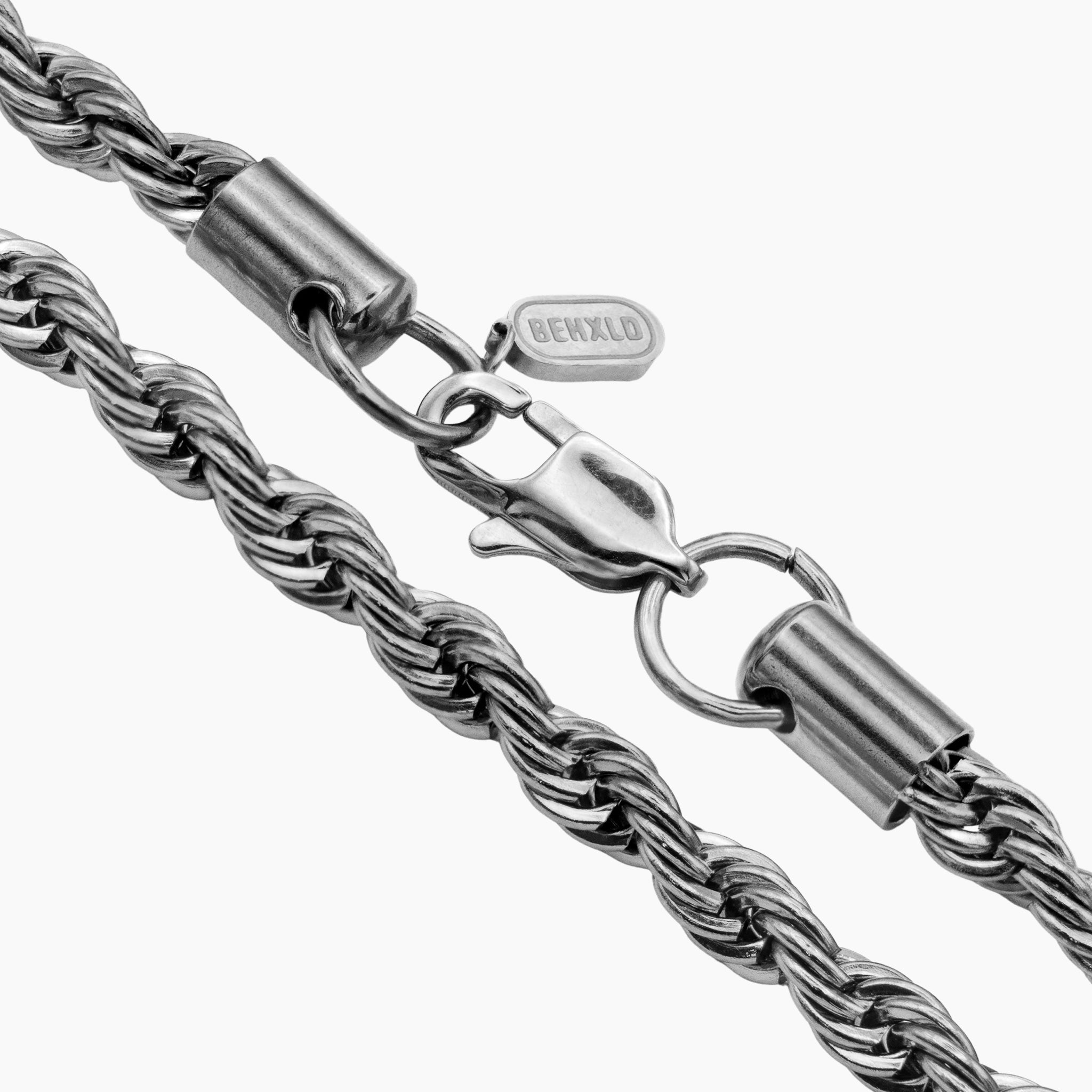 5mm Twisted Rope Chain Set - Silver